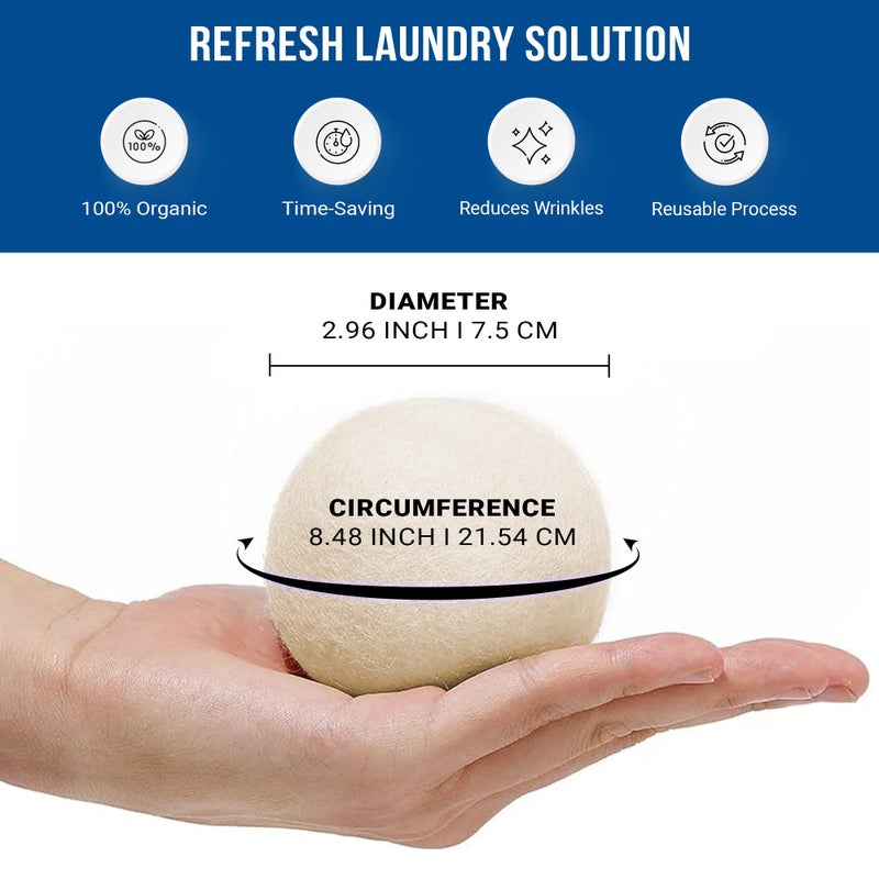 Ezhippie Quality Wool Dryer Balls - 4 XL Pack - 1000+ Loads - Pure Organic Wool - Reusable Natural Fabric Softener Perfect with Essential Oils, Reduce Clothing Static and Wrinkles - Image 2
